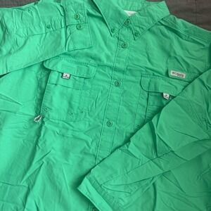 Columbia PFG Mens Bahama Shirt Fishing Vented Green Long Sleeve Size XL /TG